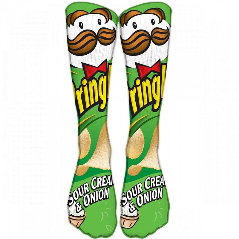 Cartoon Food Print Casual Cotton Socks