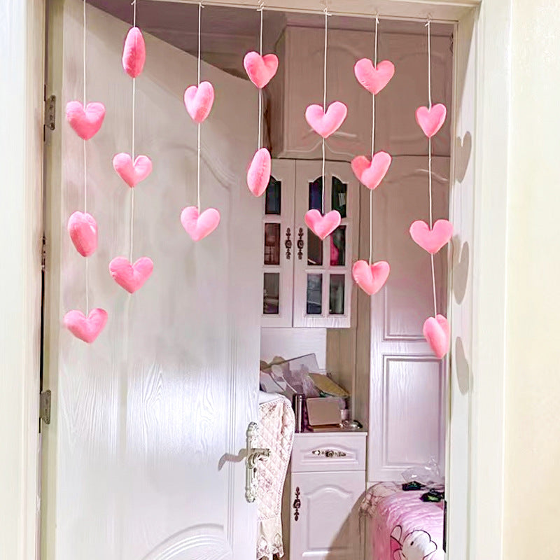 Heart-shaped Door Curtain with Stickers and Hooks