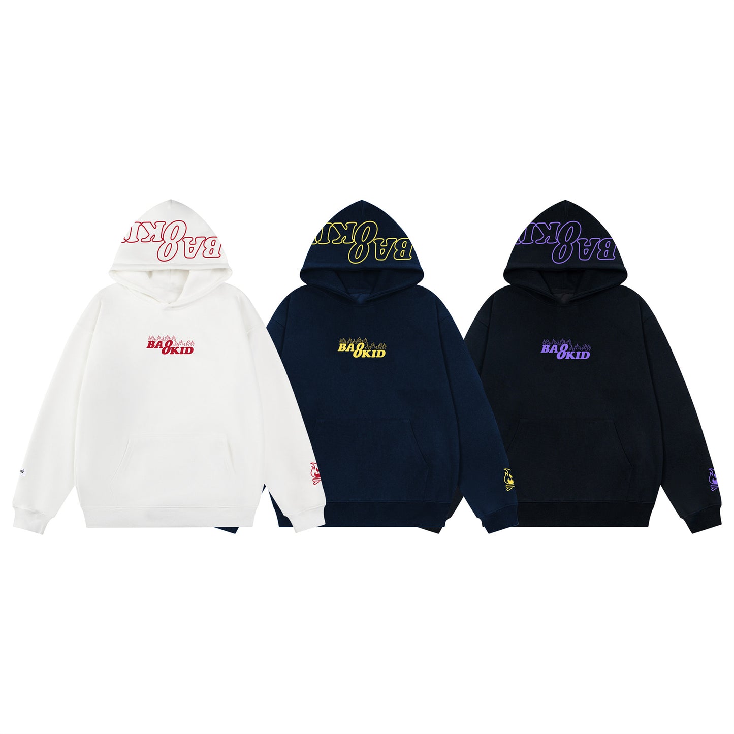 Retro Flame Letter Embroidery Hoodie