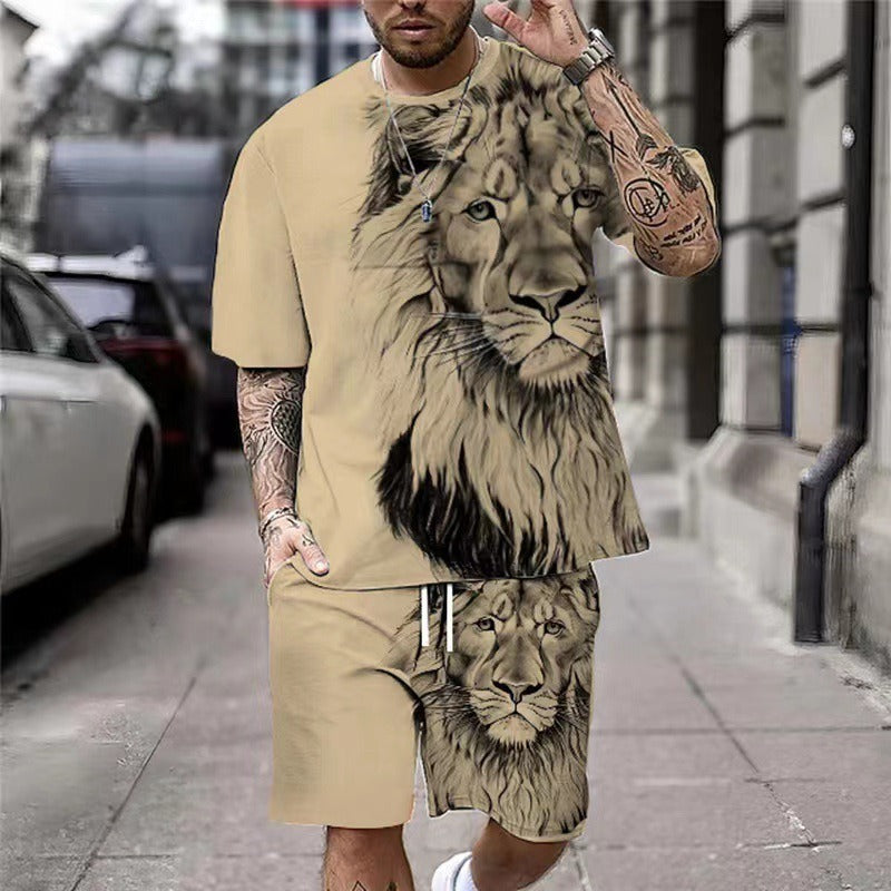Printed Men's Short Sleeved T-shirt Set