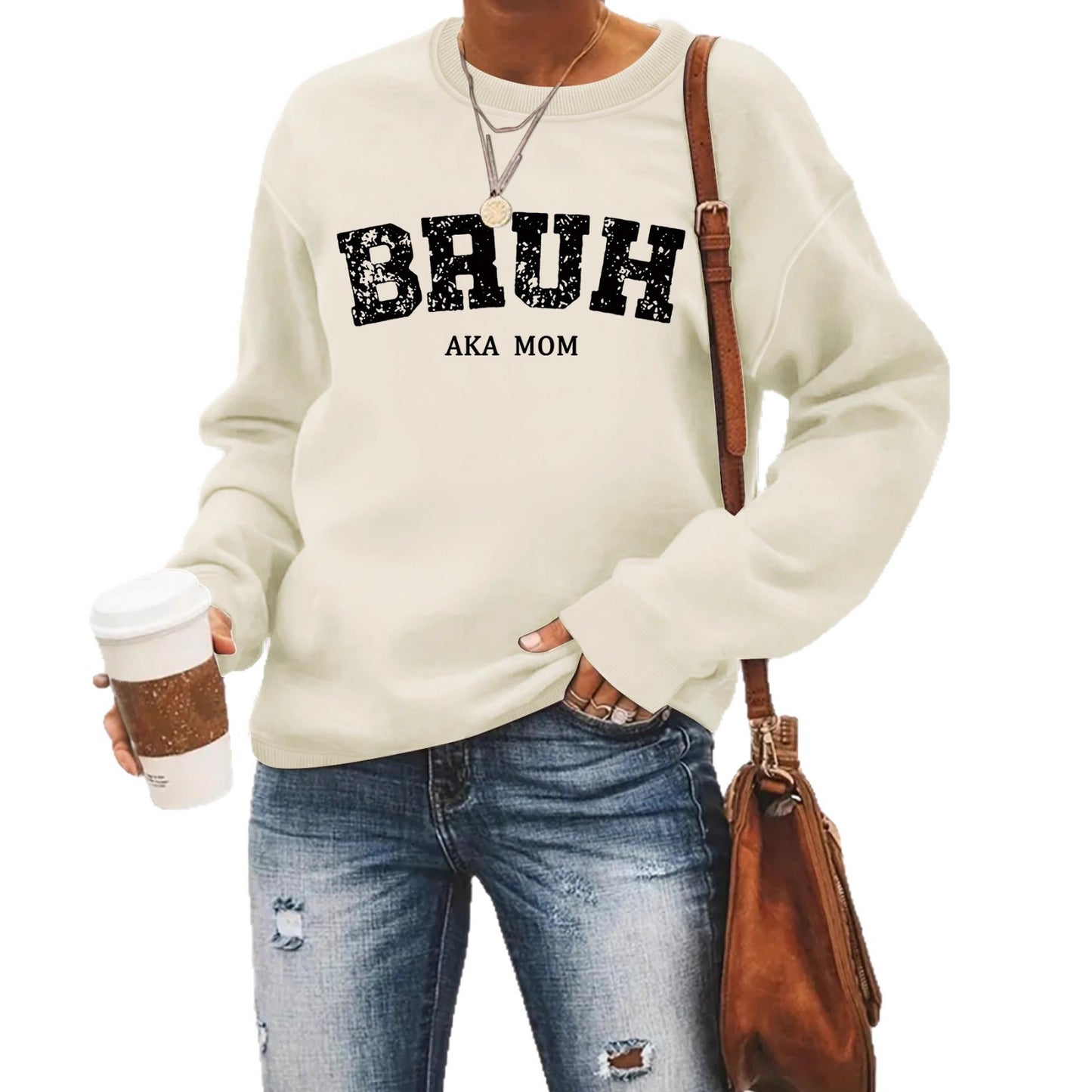 BRUH AKA MOM Printed Long Sleeve