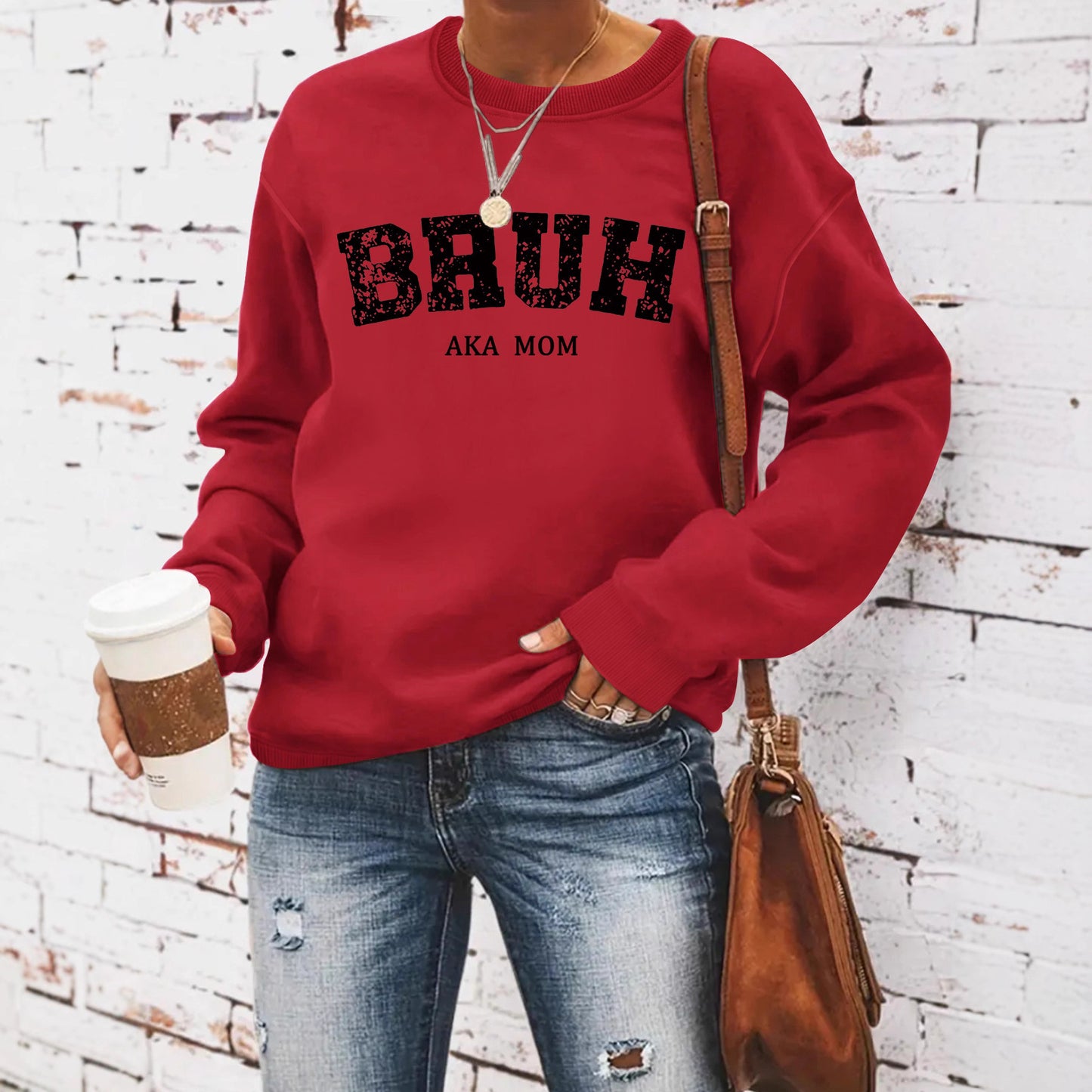 BRUH AKA MOM Printed Long Sleeve