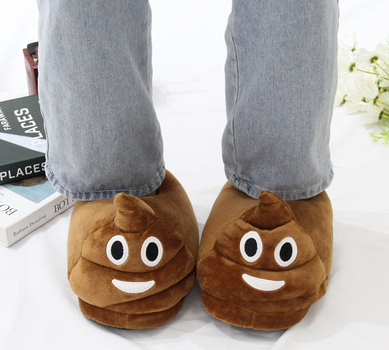 Plush Poop Emoji Slippers
