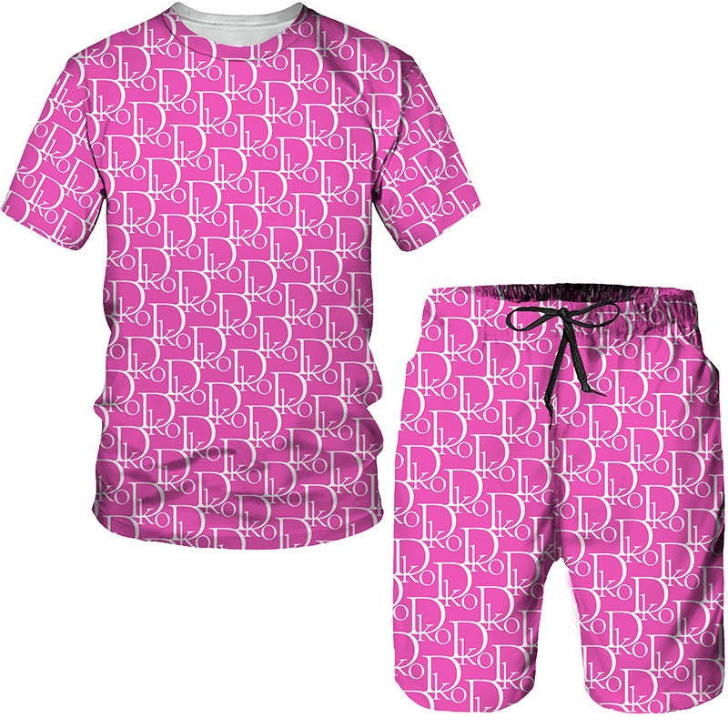 Printed Men's Short Sleeved T-shirt Set