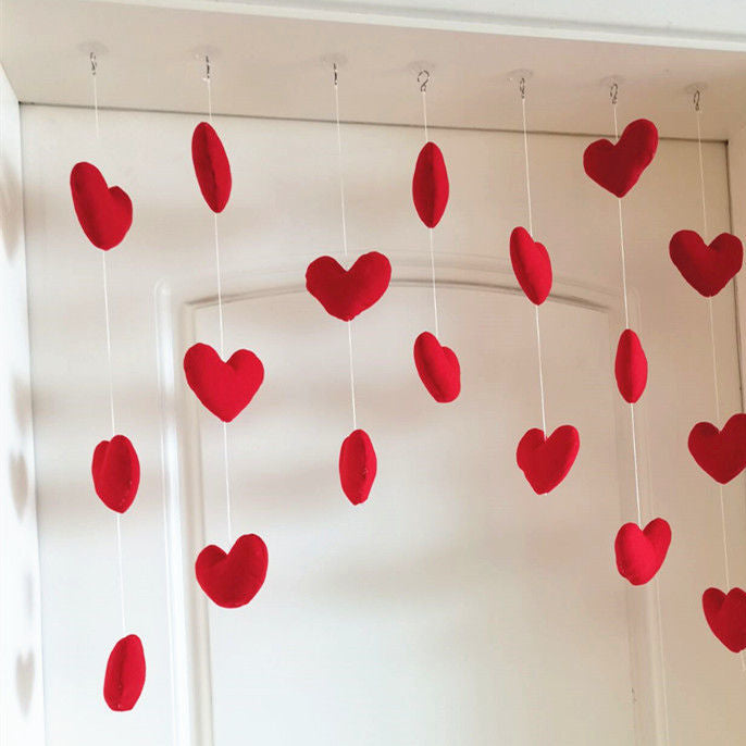 Heart-shaped Door Curtain with Stickers and Hooks
