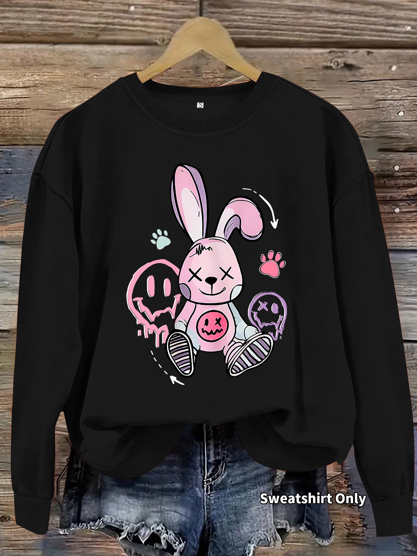 Graffiti Rabbit Printed Long Sleeve