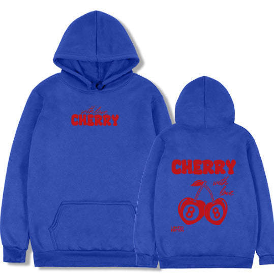Casual Cherry Letter Print Hoodie