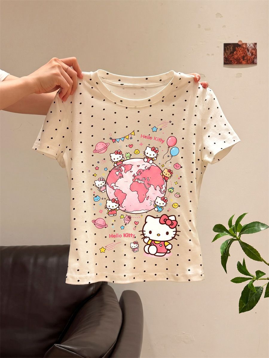 Hello Kitty Polka Dot Short Sleeve T-Shirt