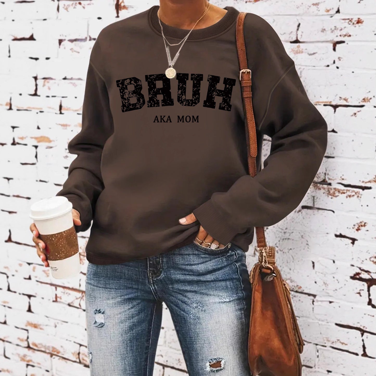 BRUH AKA MOM Printed Long Sleeve