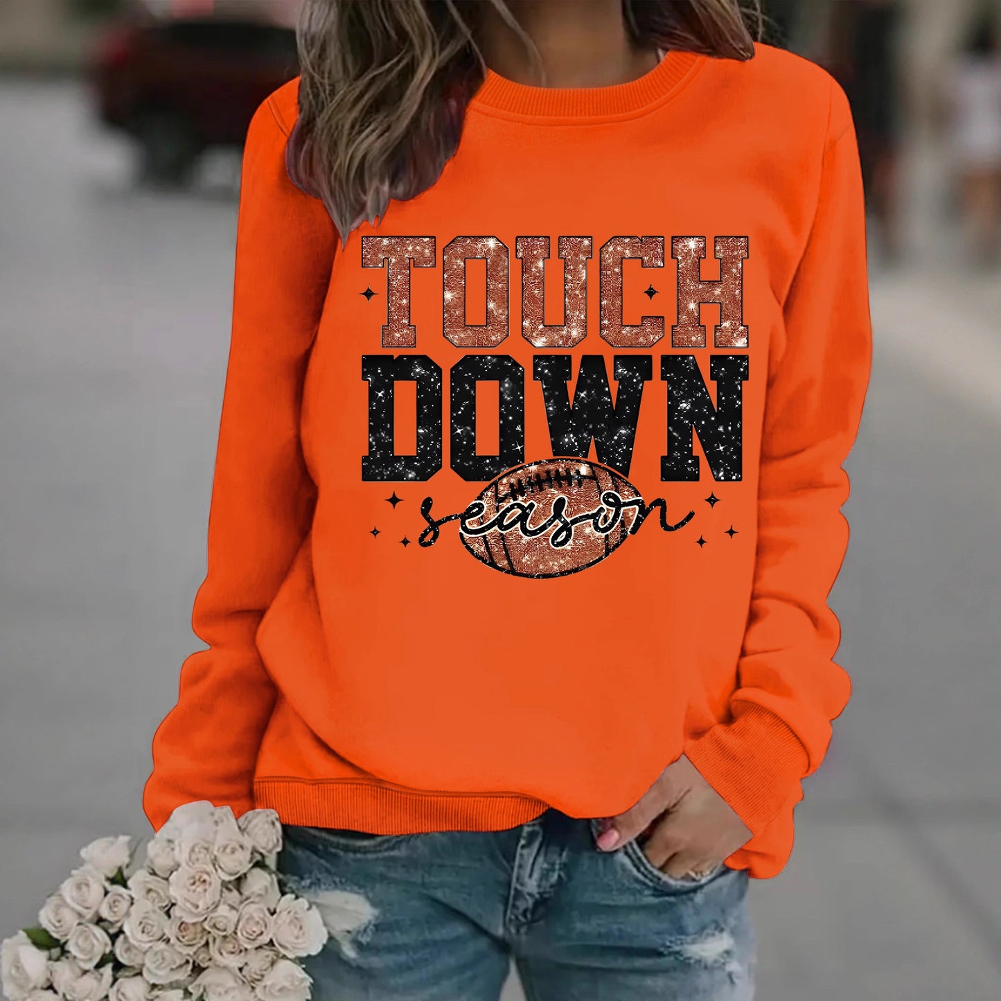 Touch Down Season Letter Printed Long Sleeve