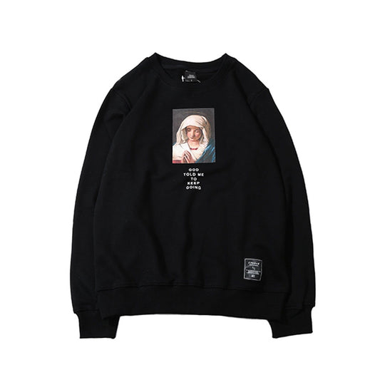 Virgin Mary Print Streetwear Sweatshirt
