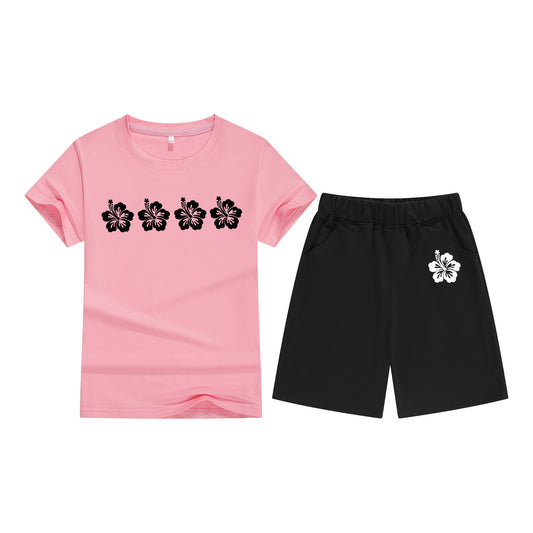 Comfortable Kids Round Neck Tee and Shorts Set