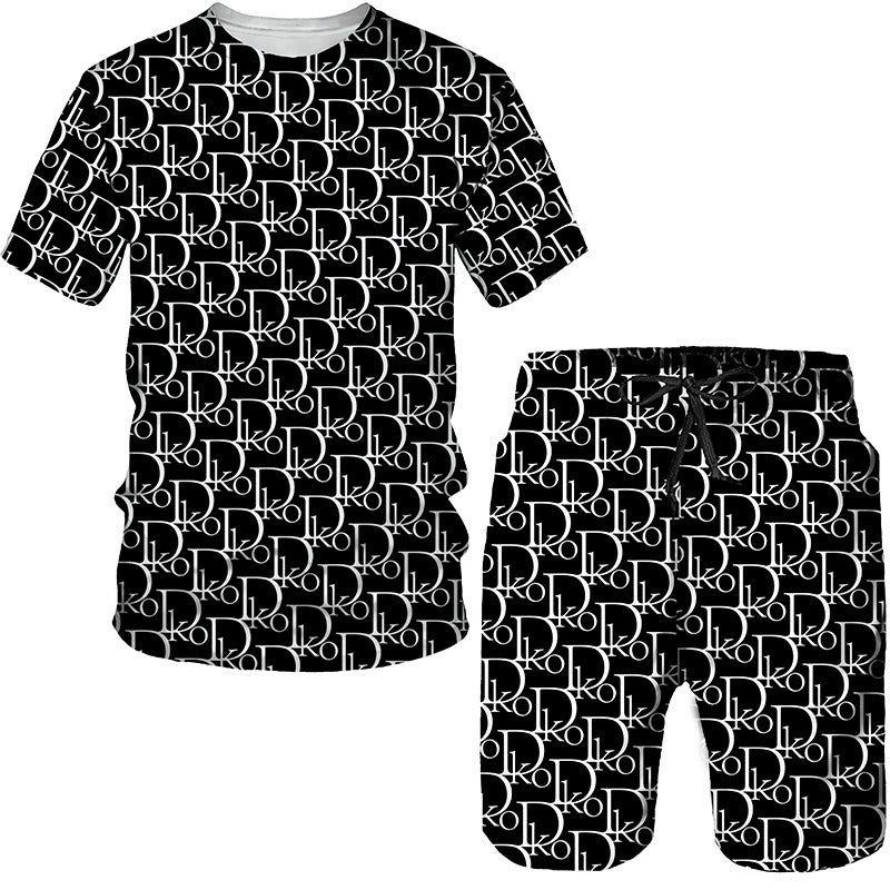 Printed Men's Short Sleeved T-shirt Set