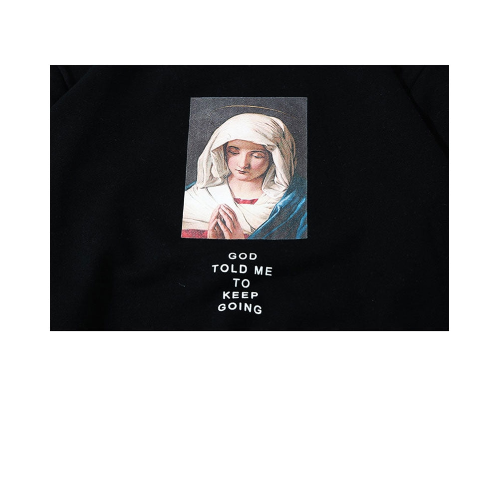 Virgin Mary Print Streetwear Sweatshirt