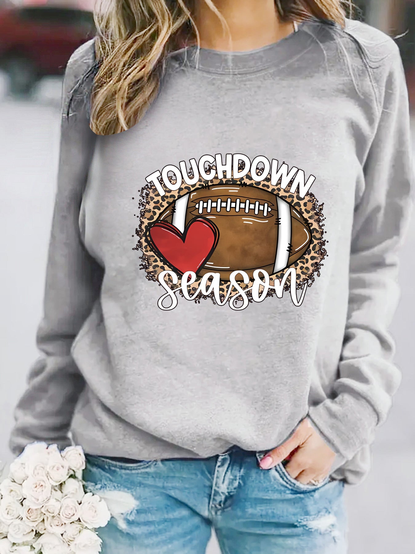 Touch Down Season Football Printed Long Sleeve