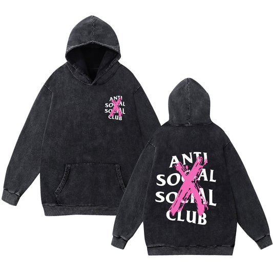 Vintage Washed Faded Anti Social Club Hoodie