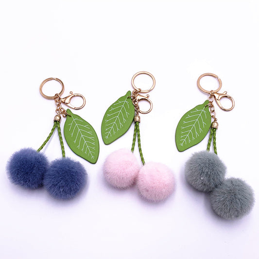 Plush Cherry Key Chain Pendant