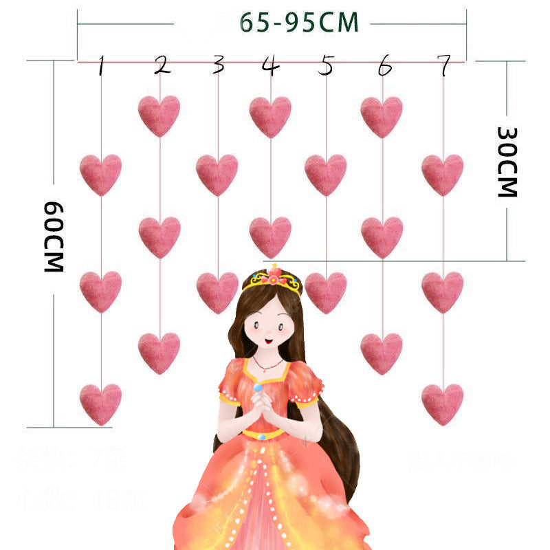 Heart-shaped Door Curtain with Stickers and Hooks