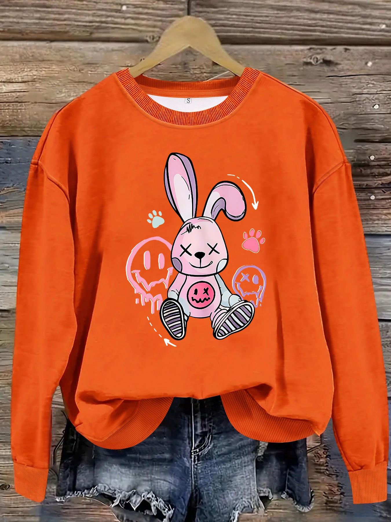 Graffiti Rabbit Printed Long Sleeve