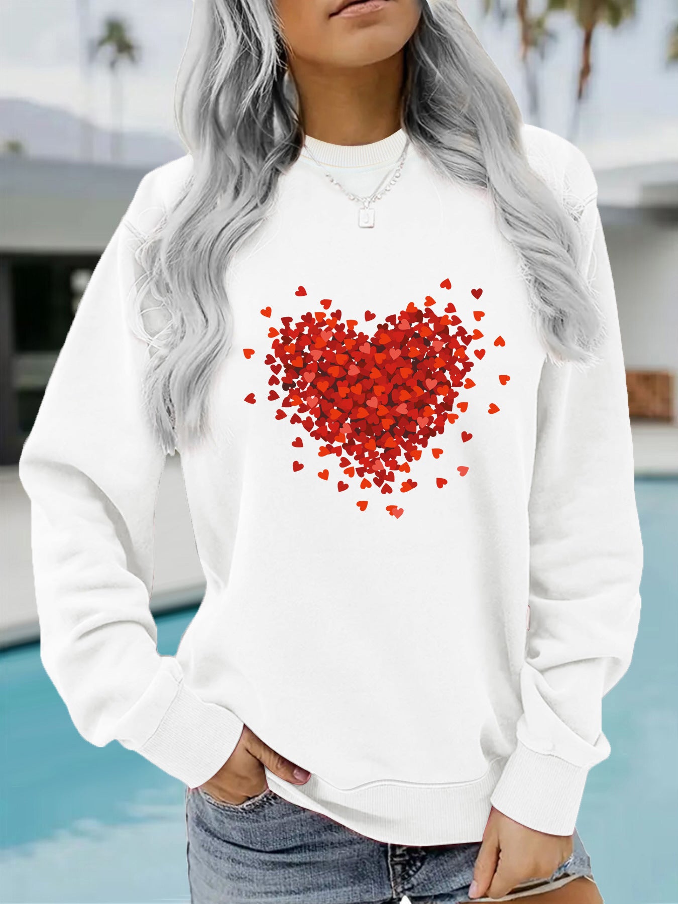 Heart-Shaped Printed Long Sleeve