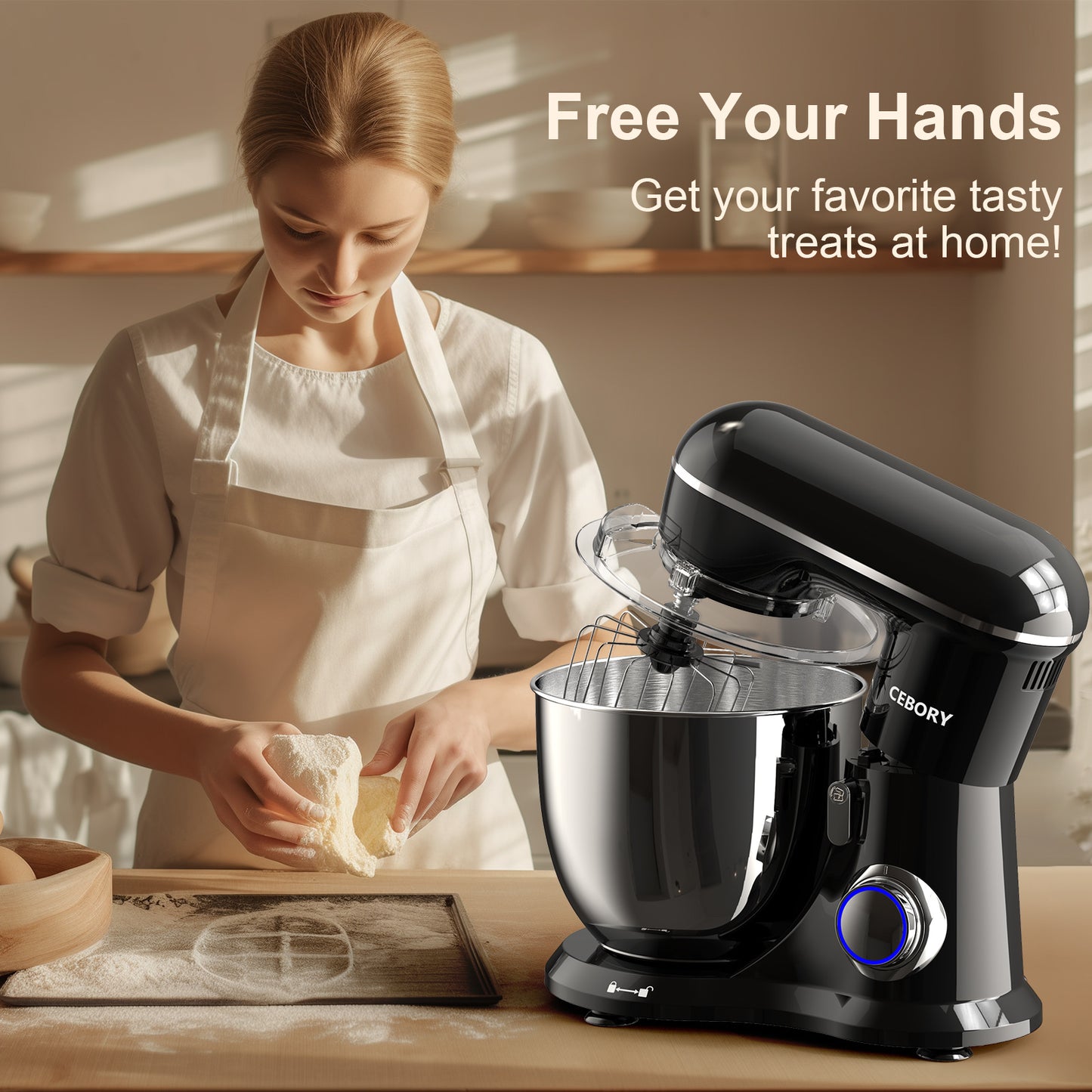 3-IN-1, 6.5Q Electric Stand Mixer