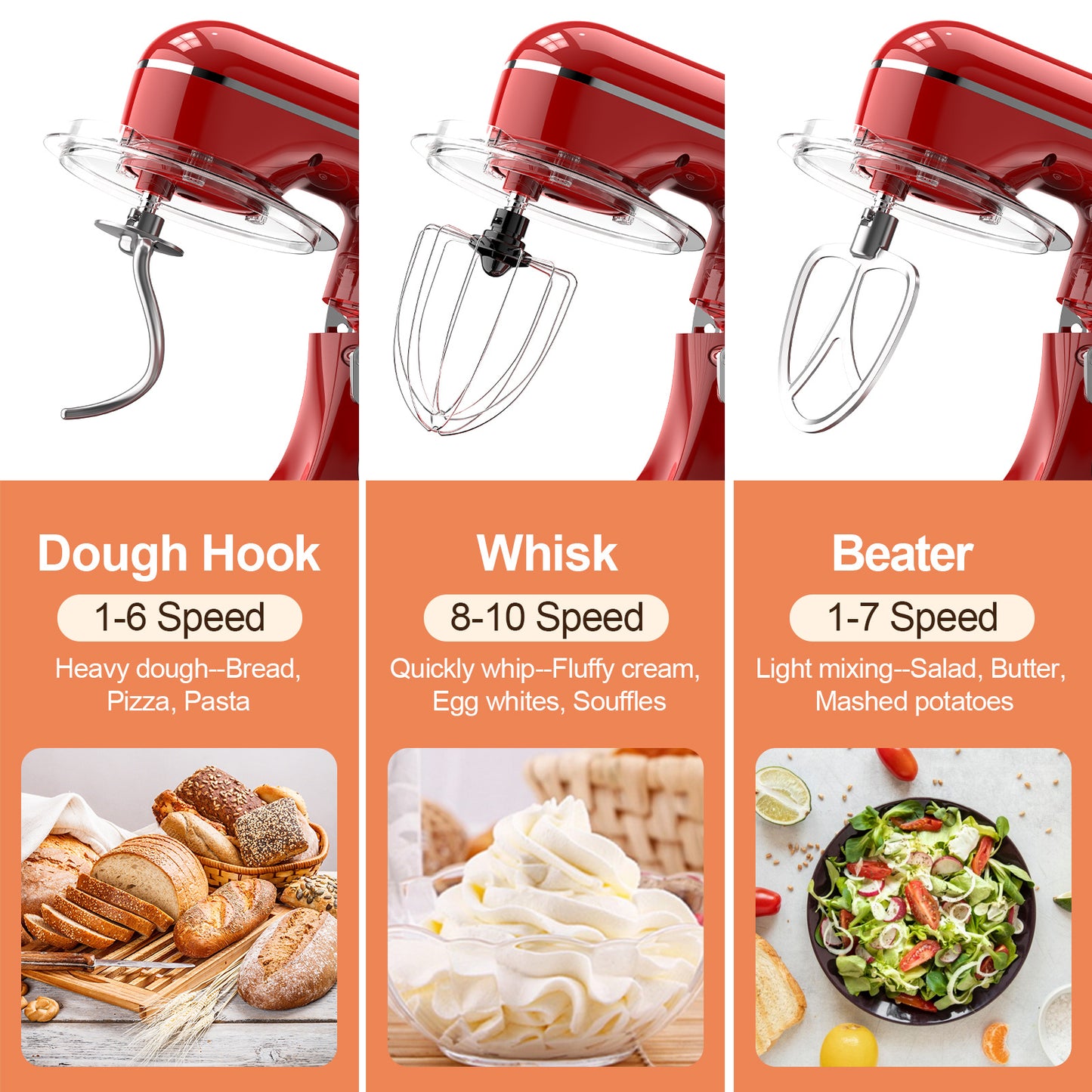 3-IN-1, 6.5Q Electric Stand Mixer