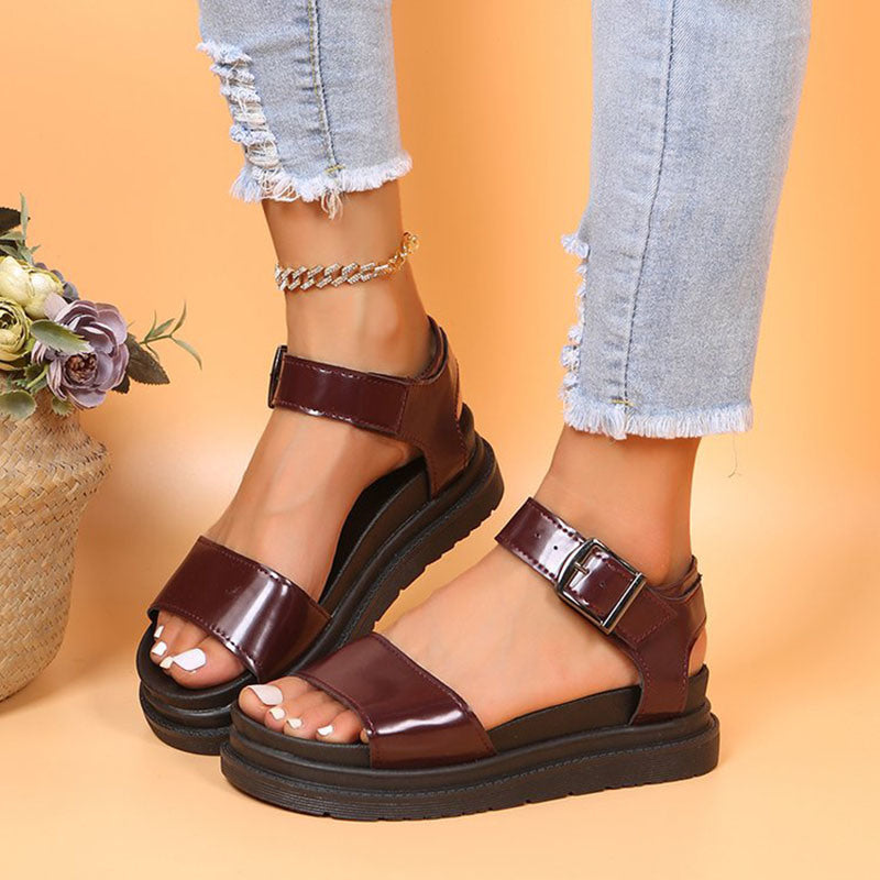 Simple Style Wedge Platform Sandals