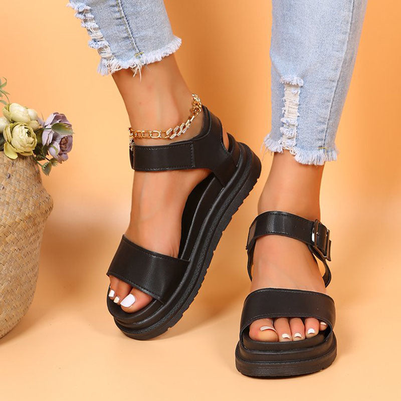 Simple Style Wedge Platform Sandals