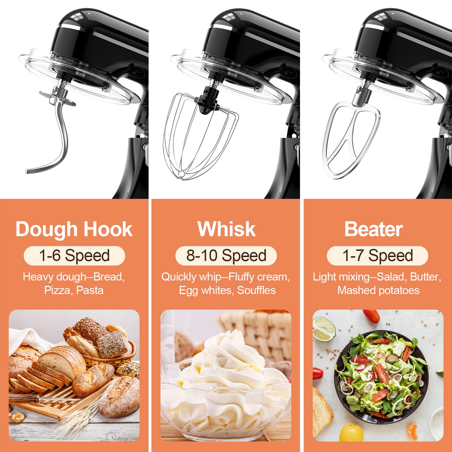 3-IN-1, 6.5Q Electric Stand Mixer