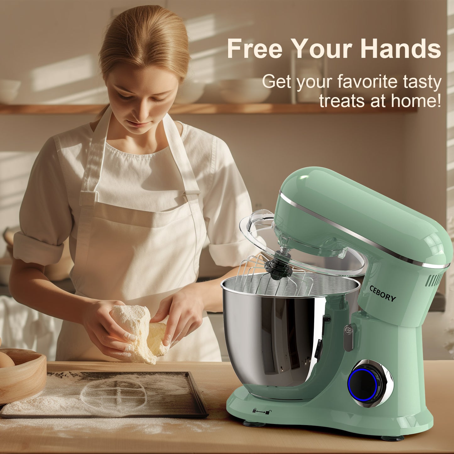 3-IN-1, 6.5Q Electric Stand Mixer