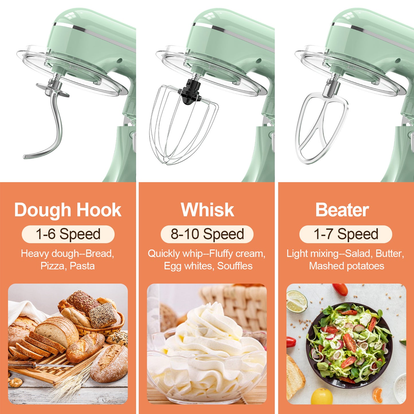 3-IN-1, 6.5Q Electric Stand Mixer