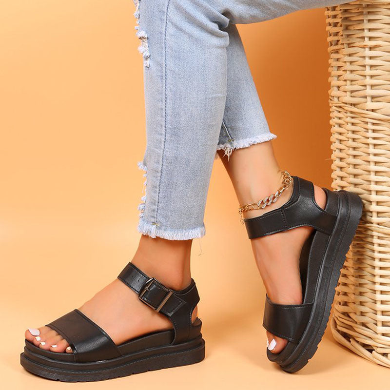 Simple Style Wedge Platform Sandals