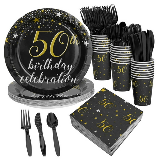 144 Pieces 50th Birthday Party Supplies