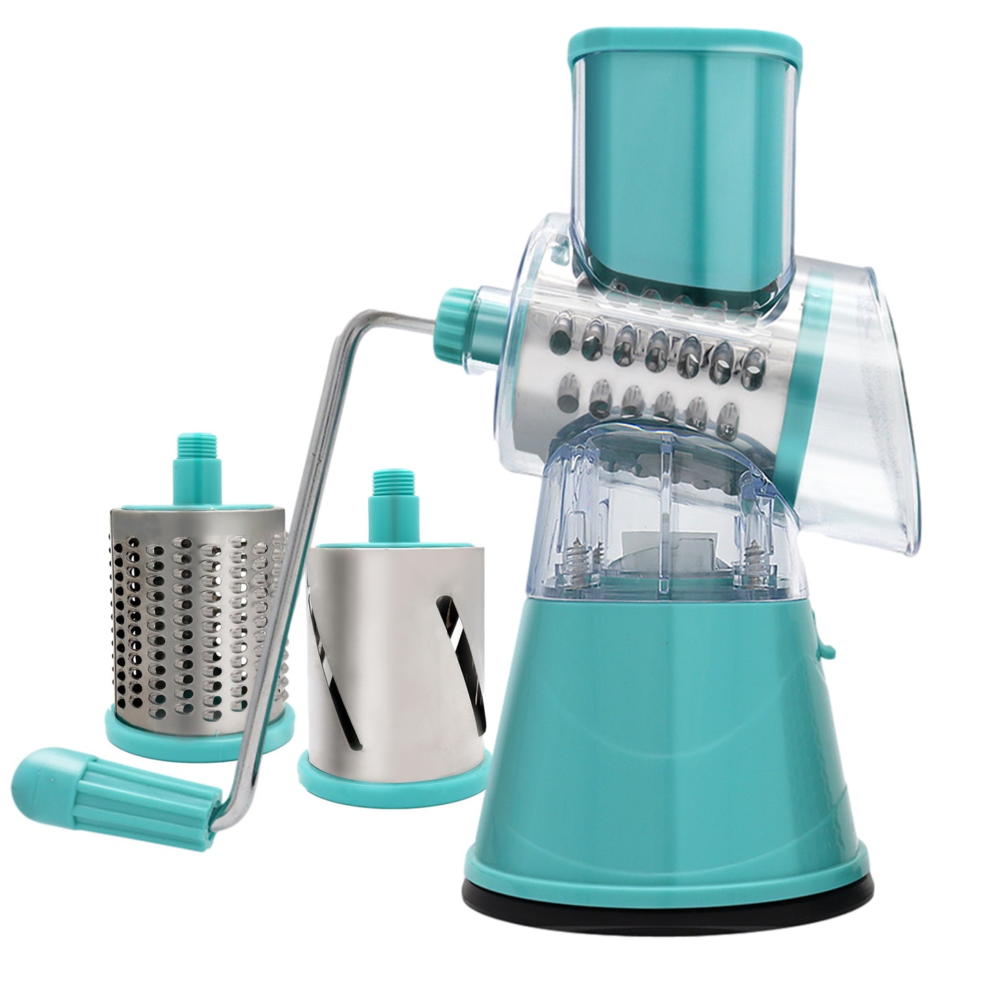 1pc Rotary Cheese Grater/Vegetable Slicer With 3 Interchangeable Blades