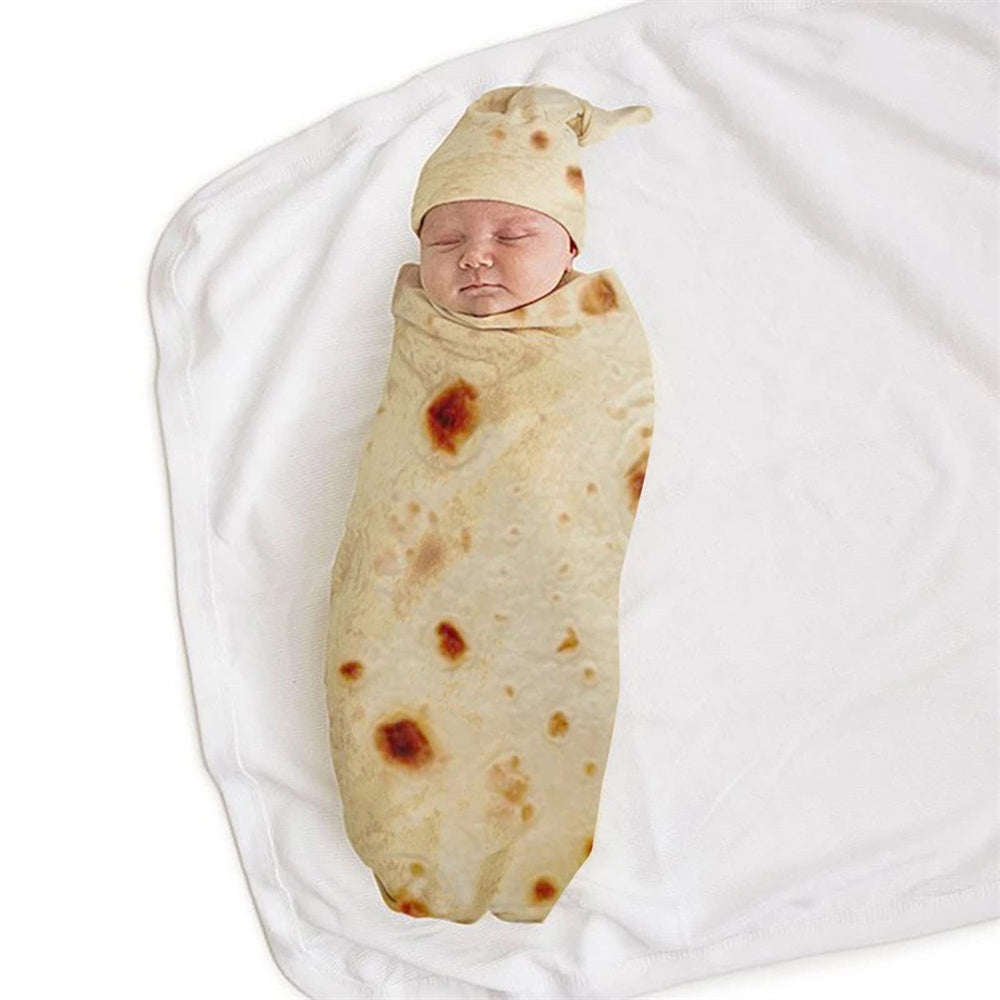 Newborn Baby Burrito Swaddle Blanket with Hat