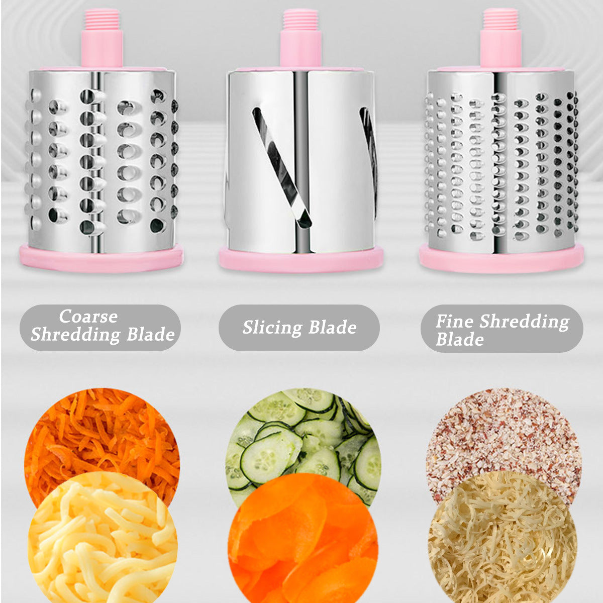 1pc Rotary Cheese Grater/Vegetable Slicer With 3 Interchangeable Blades