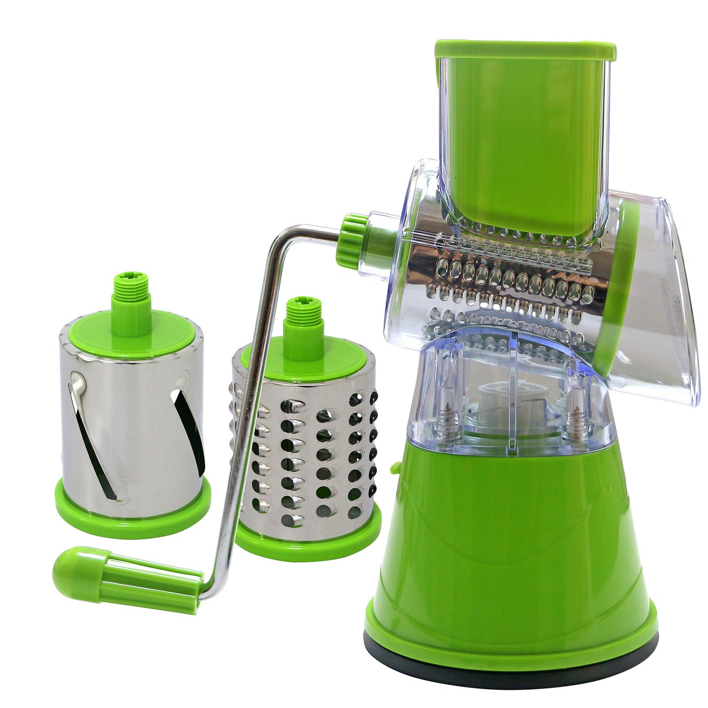 1pc Rotary Cheese Grater/Vegetable Slicer With 3 Interchangeable Blades