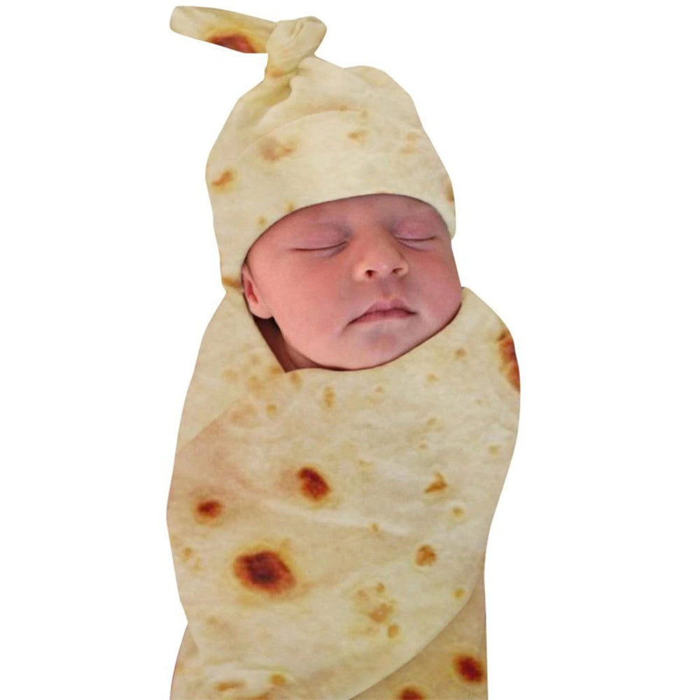 Newborn Baby Burrito Swaddle Blanket with Hat